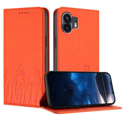 Tulips Butterfly Pattern Magnetic Vegan Leather Phone Case, For Nothing Phone 4a Pro, For Nothing Phone 4a, For Nothing CMF Phone 2 Pro, For Nothing Phone 3a, For Nothing Phone 3a Pro, For Nothing Phone 2a, For Nothing Phone 2, For Nothing Phone 1