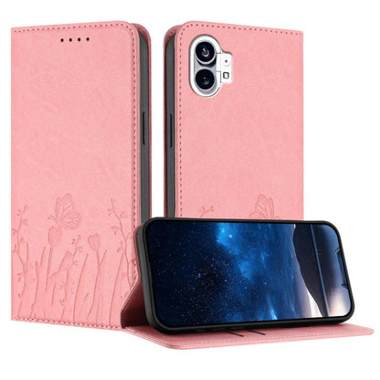 Tulips Butterfly Pattern Magnetic Vegan Leather Phone Case, For Nothing Phone 4a Pro, For Nothing Phone 4a, For Nothing CMF Phone 2 Pro, For Nothing Phone 3a, For Nothing Phone 3a Pro, For Nothing Phone 2a, For Nothing Phone 2, For Nothing Phone 1