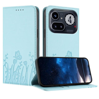 Tulips Butterfly Pattern Magnetic Vegan Leather Phone Case, For Nothing Phone 4a Pro, For Nothing Phone 4a, For Nothing CMF Phone 2 Pro, For Nothing Phone 3a, For Nothing Phone 3a Pro, For Nothing Phone 2a, For Nothing Phone 2, For Nothing Phone 1