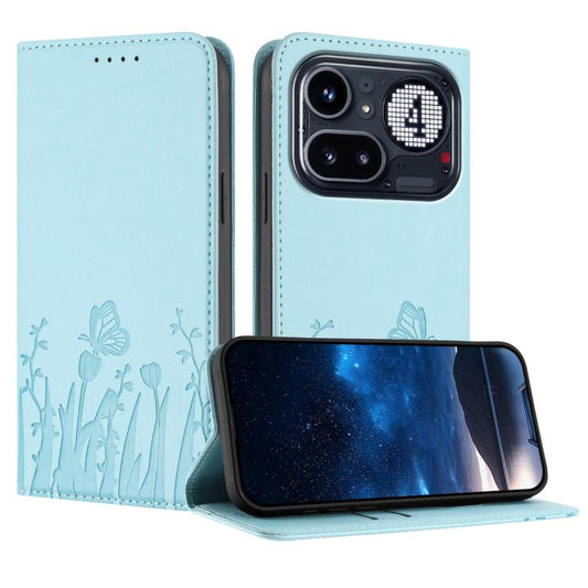 Tulips Butterfly Pattern Magnetic Vegan Leather Phone Case, For Nothing Phone 4a Pro, For Nothing Phone 4a, For Nothing CMF Phone 2 Pro, For Nothing Phone 3a, For Nothing Phone 3a Pro, For Nothing Phone 2a, For Nothing Phone 2, For Nothing Phone 1