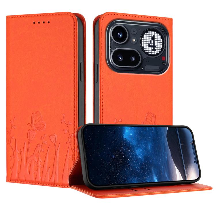 Tulips Butterfly Pattern Magnetic Vegan Leather Phone Case, For Nothing Phone 4a Pro, For Nothing Phone 4a, For Nothing CMF Phone 2 Pro, For Nothing Phone 3a, For Nothing Phone 3a Pro, For Nothing Phone 2a, For Nothing Phone 2, For Nothing Phone 1