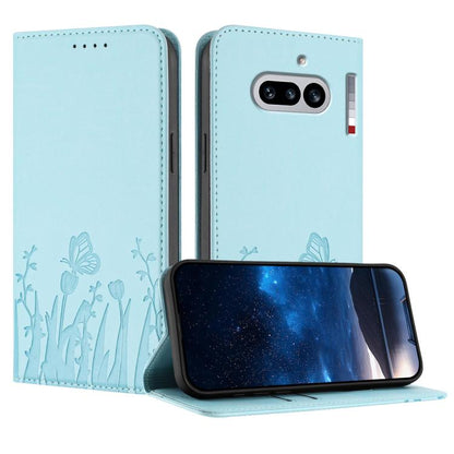 Tulips Butterfly Pattern Magnetic Vegan Leather Phone Case, For Nothing Phone 4a Pro, For Nothing Phone 4a, For Nothing CMF Phone 2 Pro, For Nothing Phone 3a, For Nothing Phone 3a Pro, For Nothing Phone 2a, For Nothing Phone 2, For Nothing Phone 1