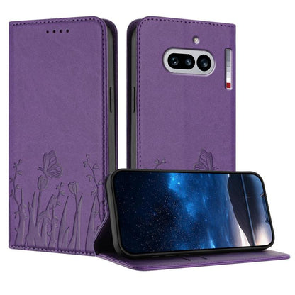 Tulips Butterfly Pattern Magnetic Vegan Leather Phone Case, For Nothing Phone 4a Pro, For Nothing Phone 4a, For Nothing CMF Phone 2 Pro, For Nothing Phone 3a, For Nothing Phone 3a Pro, For Nothing Phone 2a, For Nothing Phone 2, For Nothing Phone 1