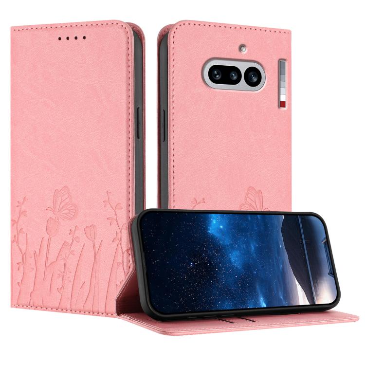 Tulips Butterfly Pattern Magnetic Vegan Leather Phone Case, For Nothing Phone 4a Pro, For Nothing Phone 4a, For Nothing CMF Phone 2 Pro, For Nothing Phone 3a, For Nothing Phone 3a Pro, For Nothing Phone 2a, For Nothing Phone 2, For Nothing Phone 1