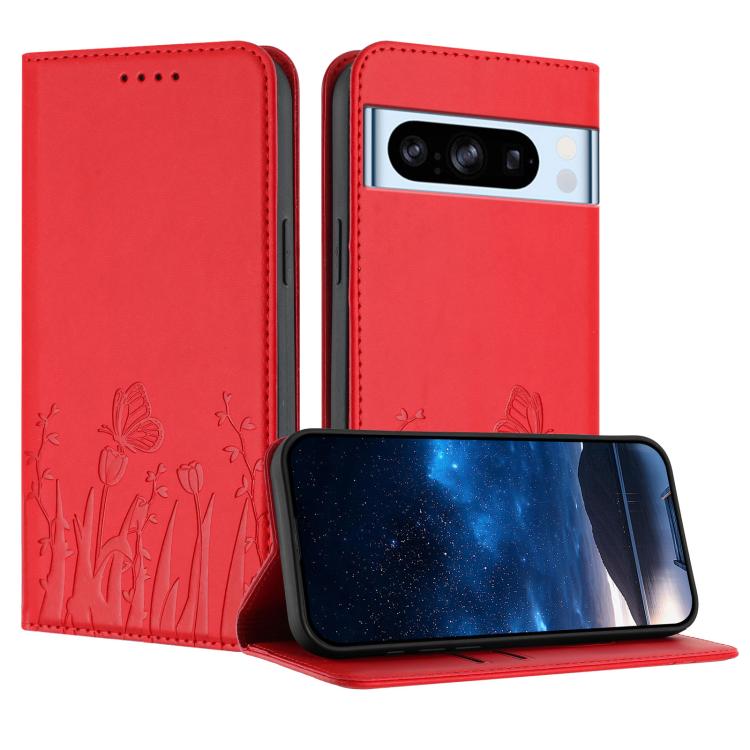 Tulips Butterfly Pattern Magnetic Vegan Leather Phone Case, For Google Pixel 10a, For Google Pixel 10 Pro XL, For Google Pixel 10 / 10 Pro, For Google Pixel 9a, For Google Pixel 9 Pro XL, For Google Pixel 9 / 9 Pro, For Google Pixel 8a                 ...