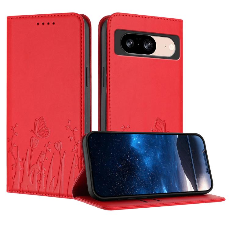 Tulips Butterfly Pattern Magnetic Vegan Leather Phone Case, For Google Pixel 10a, For Google Pixel 10 Pro XL, For Google Pixel 10 / 10 Pro, For Google Pixel 9a, For Google Pixel 9 Pro XL, For Google Pixel 9 / 9 Pro, For Google Pixel 8a                 ...