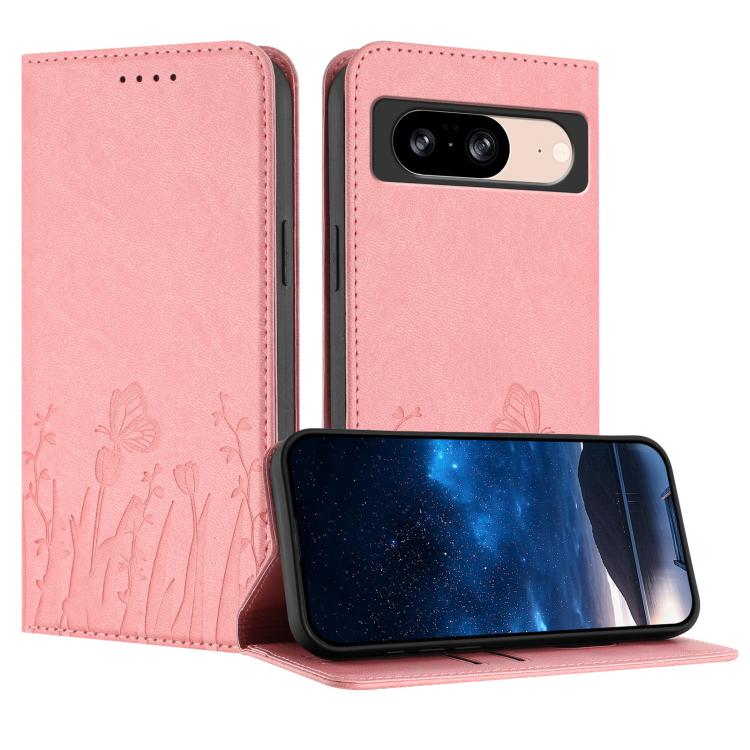 Tulips Butterfly Pattern Magnetic Vegan Leather Phone Case, For Google Pixel 10a, For Google Pixel 10 Pro XL, For Google Pixel 10 / 10 Pro, For Google Pixel 9a, For Google Pixel 9 Pro XL, For Google Pixel 9 / 9 Pro, For Google Pixel 8a                 ...