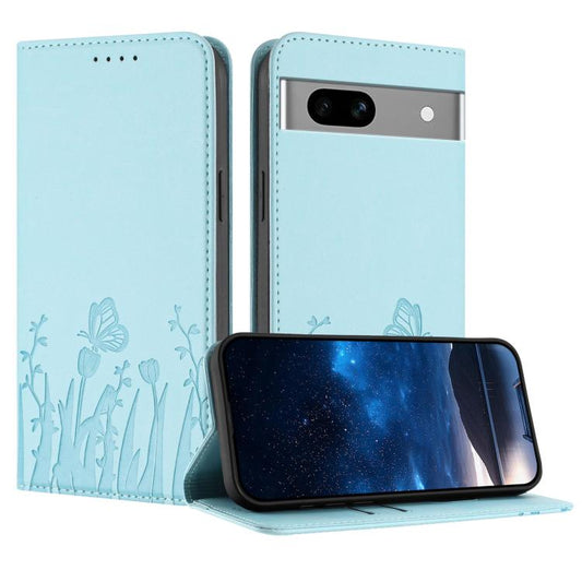Tulips Butterfly Pattern Magnetic Vegan Leather Phone Case, For Google Pixel 7a, For Google Pixel 7 Pro, For Google Pixel 7, For Google Pixel 6a