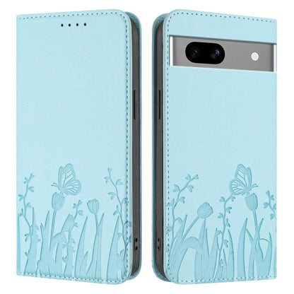 Tulips Butterfly Pattern Magnetic Vegan Leather Phone Case, For Google Pixel 7a, For Google Pixel 7 Pro, For Google Pixel 7, For Google Pixel 6a