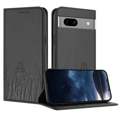 Tulips Butterfly Pattern Magnetic Vegan Leather Phone Case, For Google Pixel 7a, For Google Pixel 7 Pro, For Google Pixel 7, For Google Pixel 6a