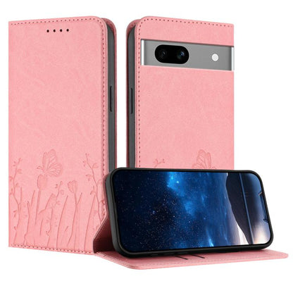 Tulips Butterfly Pattern Magnetic Vegan Leather Phone Case, For Google Pixel 7a, For Google Pixel 7 Pro, For Google Pixel 7, For Google Pixel 6a