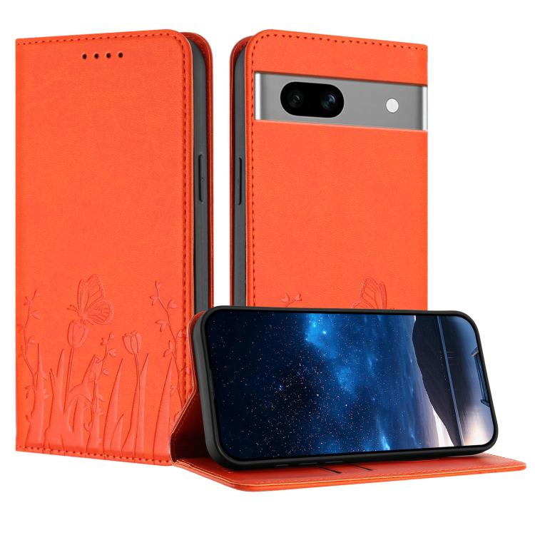 Tulips Butterfly Pattern Magnetic Vegan Leather Phone Case, For Google Pixel 7a, For Google Pixel 7 Pro, For Google Pixel 7, For Google Pixel 6a