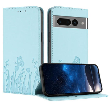 Tulips Butterfly Pattern Magnetic Vegan Leather Phone Case, For Google Pixel 7a, For Google Pixel 7 Pro, For Google Pixel 7, For Google Pixel 6a