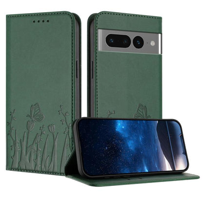 Tulips Butterfly Pattern Magnetic Vegan Leather Phone Case, For Google Pixel 7a, For Google Pixel 7 Pro, For Google Pixel 7, For Google Pixel 6a
