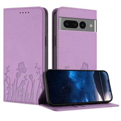 Tulips Butterfly Pattern Magnetic Vegan Leather Phone Case, For Google Pixel 7a, For Google Pixel 7 Pro, For Google Pixel 7, For Google Pixel 6a