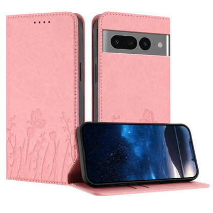 Tulips Butterfly Pattern Magnetic Vegan Leather Phone Case, For Google Pixel 7a, For Google Pixel 7 Pro, For Google Pixel 7, For Google Pixel 6a