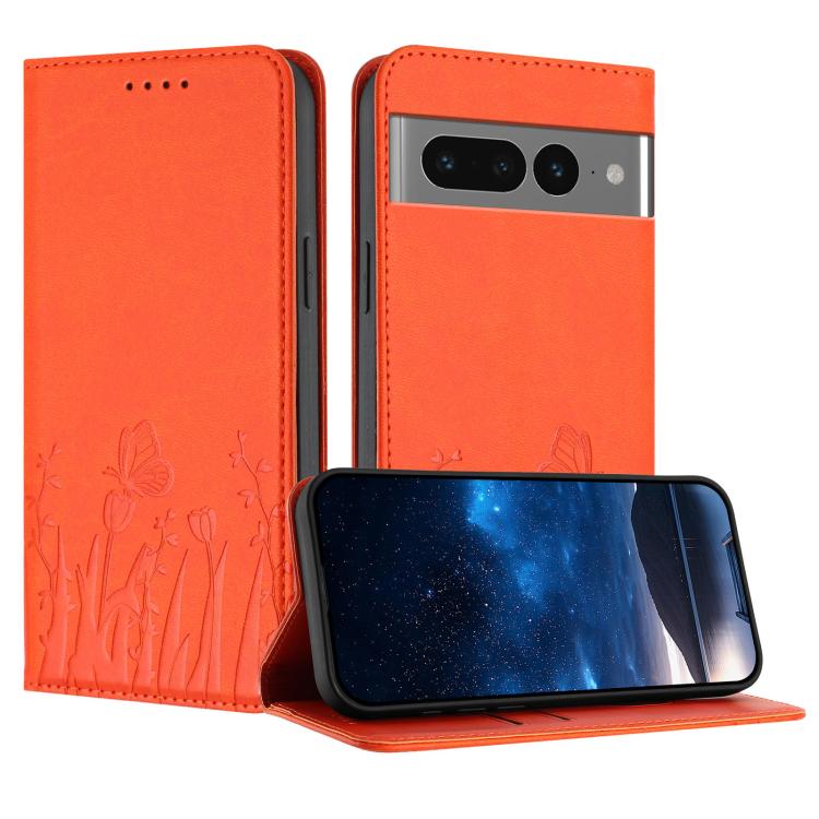 Tulips Butterfly Pattern Magnetic Vegan Leather Phone Case, For Google Pixel 7a, For Google Pixel 7 Pro, For Google Pixel 7, For Google Pixel 6a