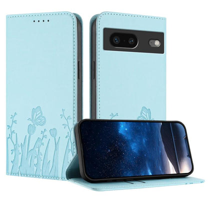 Tulips Butterfly Pattern Magnetic Vegan Leather Phone Case, For Google Pixel 7a, For Google Pixel 7 Pro, For Google Pixel 7, For Google Pixel 6a