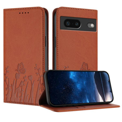 Tulips Butterfly Pattern Magnetic Vegan Leather Phone Case, For Google Pixel 7a, For Google Pixel 7 Pro, For Google Pixel 7, For Google Pixel 6a