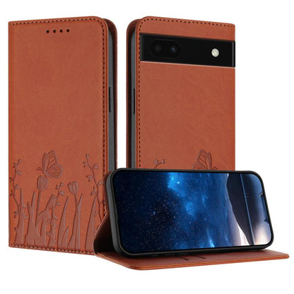 Tulips Butterfly Pattern Magnetic Vegan Leather Phone Case, For Google Pixel 7a, For Google Pixel 7 Pro, For Google Pixel 7, For Google Pixel 6a