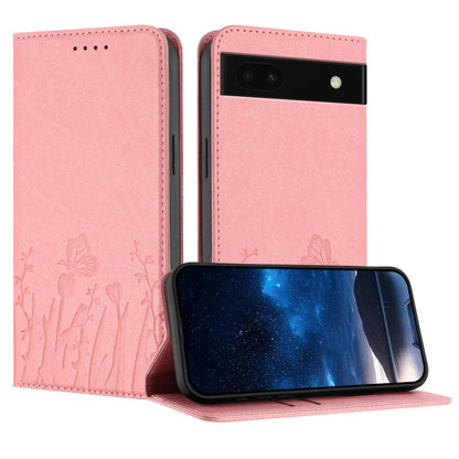 Tulips Butterfly Pattern Magnetic Vegan Leather Phone Case, For Google Pixel 7a, For Google Pixel 7 Pro, For Google Pixel 7, For Google Pixel 6a