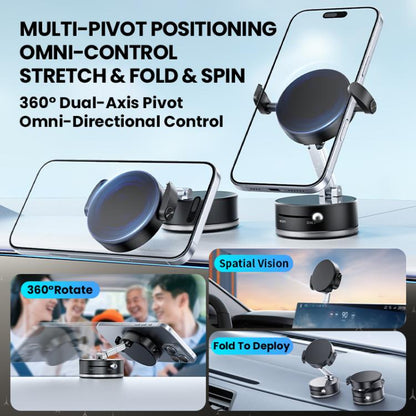 A9 Pro Foldable Clamp-type Nano Vacuum Magnetic 360-degree Rotation Car Phone Holder, A9 Pro (Black), A9 Pro (White)