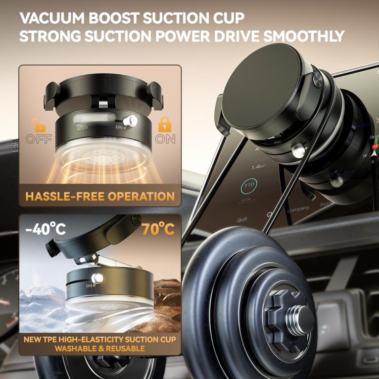 A9 Foldable Clamp-type Vacuum Magnetic 360-degree Rotation Car Phone Holder, A9 (Black), A9 (White)