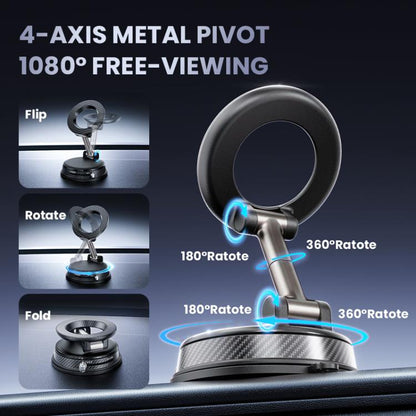 A13 Foldable Vacuum Strong Magnetic Car Phone Holder, A13 (Black), A13 (Orange), A13 (Silver)