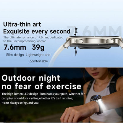 HT39 1.32 inch Ultra-thin Sports Smart Watch Supports Bluetooth Call / Heart Rate / Pressure / Sleep Monitoring, Black, Pale Gold