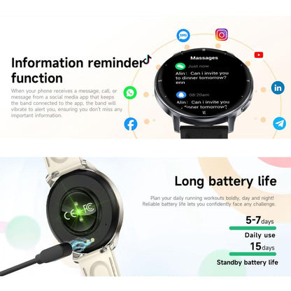 HT39 1.32 inch Ultra-thin Sports Smart Watch Supports Bluetooth Call / Heart Rate / Pressure / Sleep Monitoring, Black, Pale Gold