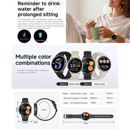 HT43 1.32 inch GPS Ultra-thin Sports Smart Watch Supports Bluetooth Call / Heart Rate / Sleep Monitoring
