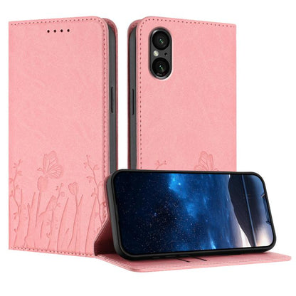 Tulips Butterfly Pattern Magnetic Vegan Leather Phone Case, For Sony Xperia 10 VII, For Sony Xperia 1 VII, For Sony Xperia 10 VI, For Sony Xperia 1 VI, For Sony Xperia 5 VI, For Sony Xperia 5 V, For Sony Xperia 1 V, For Sony Xperia 10 V                ...