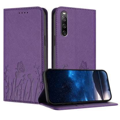 Tulips Butterfly Pattern Magnetic Vegan Leather Phone Case, For Sony Xperia Ace III, For Sony Xperia 1 IV, For Sony Xperia 10 IV