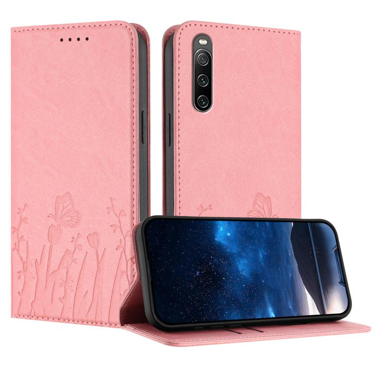 Tulips Butterfly Pattern Magnetic Vegan Leather Phone Case, For Sony Xperia Ace III, For Sony Xperia 1 IV, For Sony Xperia 10 IV