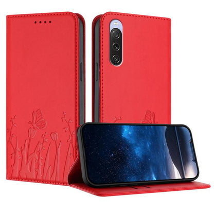 Tulips Butterfly Pattern Magnetic Vegan Leather Phone Case, For Sony Xperia 10 VII, For Sony Xperia 1 VII, For Sony Xperia 10 VI, For Sony Xperia 1 VI, For Sony Xperia 5 VI, For Sony Xperia 5 V, For Sony Xperia 1 V, For Sony Xperia 10 V                ...