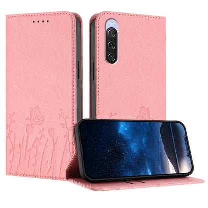 Tulips Butterfly Pattern Magnetic Vegan Leather Phone Case, For Sony Xperia 10 VII, For Sony Xperia 1 VII, For Sony Xperia 10 VI, For Sony Xperia 1 VI, For Sony Xperia 5 VI, For Sony Xperia 5 V, For Sony Xperia 1 V, For Sony Xperia 10 V                ...