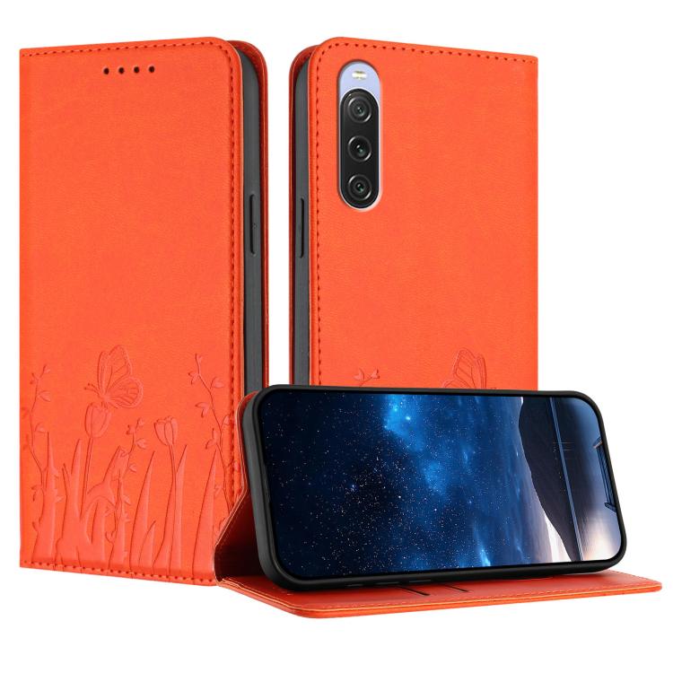 Tulips Butterfly Pattern Magnetic Vegan Leather Phone Case, For Sony Xperia 10 VII, For Sony Xperia 1 VII, For Sony Xperia 10 VI, For Sony Xperia 1 VI, For Sony Xperia 5 VI, For Sony Xperia 5 V, For Sony Xperia 1 V, For Sony Xperia 10 V                ...