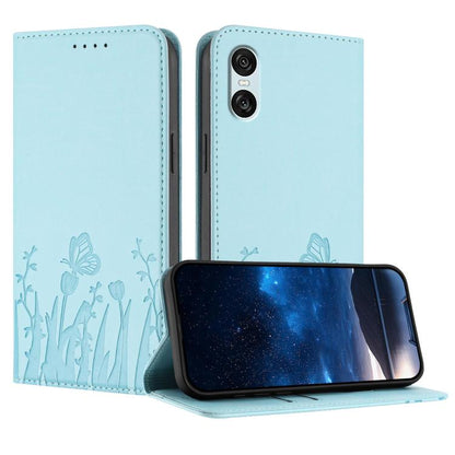 Tulips Butterfly Pattern Magnetic Vegan Leather Phone Case, For Sony Xperia 10 VII, For Sony Xperia 1 VII, For Sony Xperia 10 VI, For Sony Xperia 1 VI, For Sony Xperia 5 VI, For Sony Xperia 5 V, For Sony Xperia 1 V, For Sony Xperia 10 V                ...