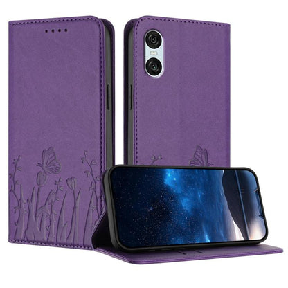 Tulips Butterfly Pattern Magnetic Vegan Leather Phone Case, For Sony Xperia 10 VII, For Sony Xperia 1 VII, For Sony Xperia 10 VI, For Sony Xperia 1 VI, For Sony Xperia 5 VI, For Sony Xperia 5 V, For Sony Xperia 1 V, For Sony Xperia 10 V                ...