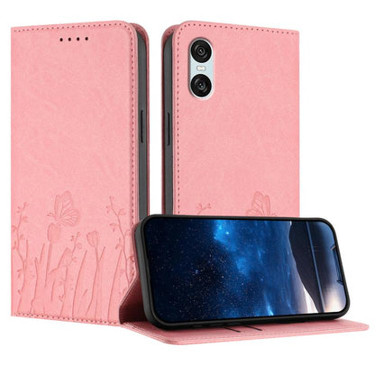 Tulips Butterfly Pattern Magnetic Vegan Leather Phone Case, For Sony Xperia 10 VII, For Sony Xperia 1 VII, For Sony Xperia 10 VI, For Sony Xperia 1 VI, For Sony Xperia 5 VI, For Sony Xperia 5 V, For Sony Xperia 1 V, For Sony Xperia 10 V                ...
