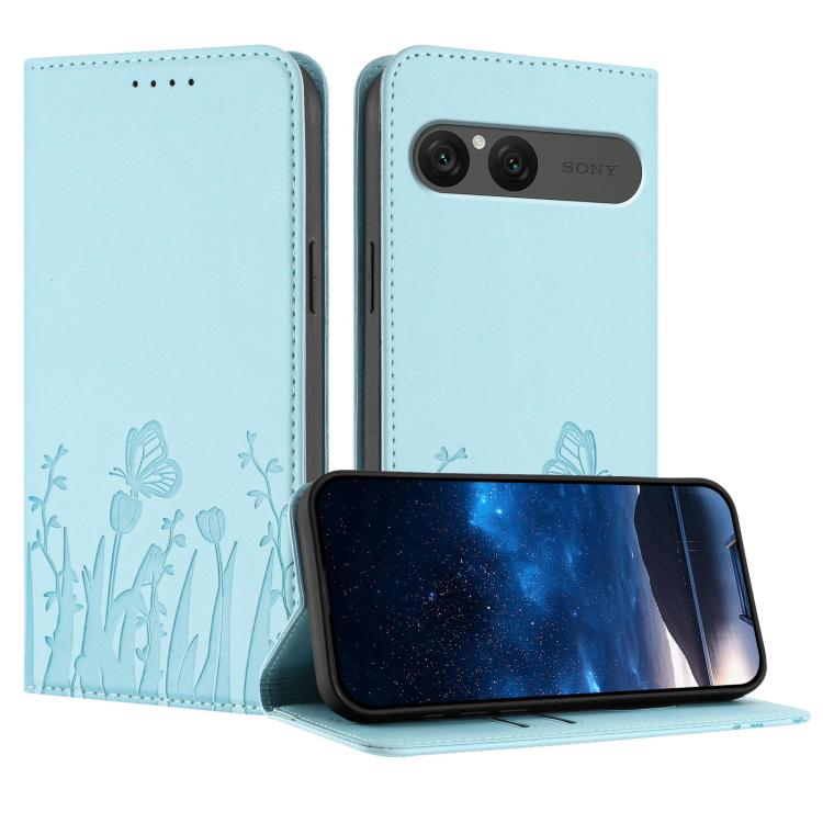 Tulips Butterfly Pattern Magnetic Vegan Leather Phone Case, For Sony Xperia 10 VII, For Sony Xperia 1 VII, For Sony Xperia 10 VI, For Sony Xperia 1 VI, For Sony Xperia 5 VI, For Sony Xperia 5 V, For Sony Xperia 1 V, For Sony Xperia 10 V                ...