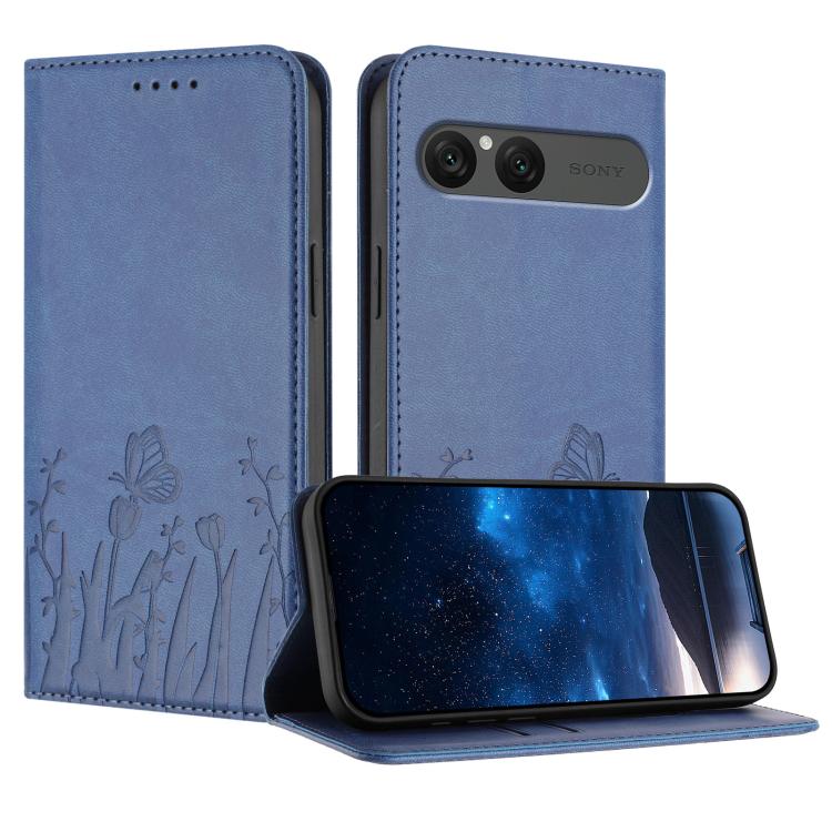 Tulips Butterfly Pattern Magnetic Vegan Leather Phone Case, For Sony Xperia 10 VII, For Sony Xperia 1 VII, For Sony Xperia 10 VI, For Sony Xperia 1 VI, For Sony Xperia 5 VI, For Sony Xperia 5 V, For Sony Xperia 1 V, For Sony Xperia 10 V                ...