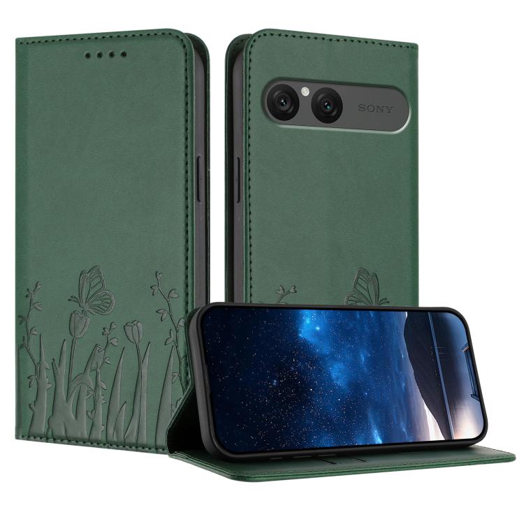 Tulips Butterfly Pattern Magnetic Vegan Leather Phone Case, For Sony Xperia 10 VII, For Sony Xperia 1 VII, For Sony Xperia 10 VI, For Sony Xperia 1 VI, For Sony Xperia 5 VI, For Sony Xperia 5 V, For Sony Xperia 1 V, For Sony Xperia 10 V                ...