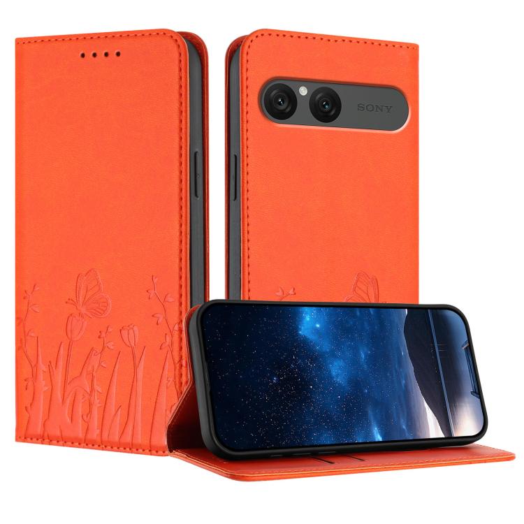 Tulips Butterfly Pattern Magnetic Vegan Leather Phone Case, For Sony Xperia 10 VII, For Sony Xperia 1 VII, For Sony Xperia 10 VI, For Sony Xperia 1 VI, For Sony Xperia 5 VI, For Sony Xperia 5 V, For Sony Xperia 1 V, For Sony Xperia 10 V                ...