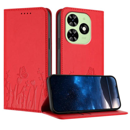 Tulips Butterfly Pattern Magnetic Vegan Leather Phone Case, For Tecno Spark 30 4G, For Tecno Spark 30C 4G, For Tecno Pova 6 Neo 4G, For Tecno Pova 6 / Pova 6 Pro, For Tecno Camon 30 Pro, For Tecno Spark 20 Pro, For Tecno Spark 20 / Spark 20C / Pop 8   ...