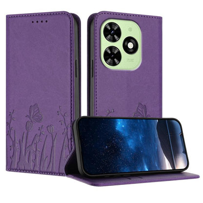 Tulips Butterfly Pattern Magnetic Vegan Leather Phone Case, For Tecno Spark 30 4G, For Tecno Spark 30C 4G, For Tecno Pova 6 Neo 4G, For Tecno Pova 6 / Pova 6 Pro, For Tecno Camon 30 Pro, For Tecno Spark 20 Pro, For Tecno Spark 20 / Spark 20C / Pop 8   ...
