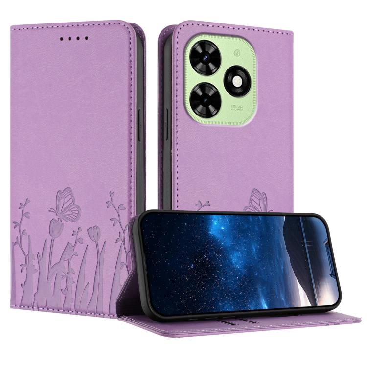 Tulips Butterfly Pattern Magnetic Vegan Leather Phone Case, For Tecno Spark 30 4G, For Tecno Spark 30C 4G, For Tecno Pova 6 Neo 4G, For Tecno Pova 6 / Pova 6 Pro, For Tecno Camon 30 Pro, For Tecno Spark 20 Pro, For Tecno Spark 20 / Spark 20C / Pop 8   ...