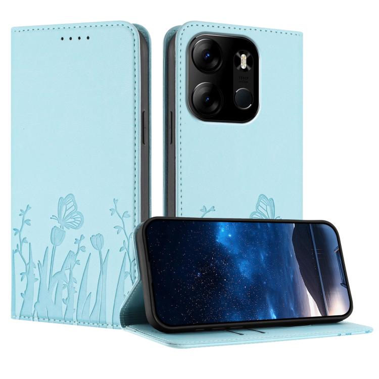 Tulips Butterfly Pattern Magnetic Vegan Leather Phone Case, For Tecno Camon 20 / Camon 20 Pro 4G, For Tecno Spark Go 2023 / Pop 7 / Pop 7 Pro, For Tecno Spark 10C, For Tecno Spark 10 4G, For Tecno Spark 10 Pro, For Tecno Pova 4, For Tecno Pova 3
