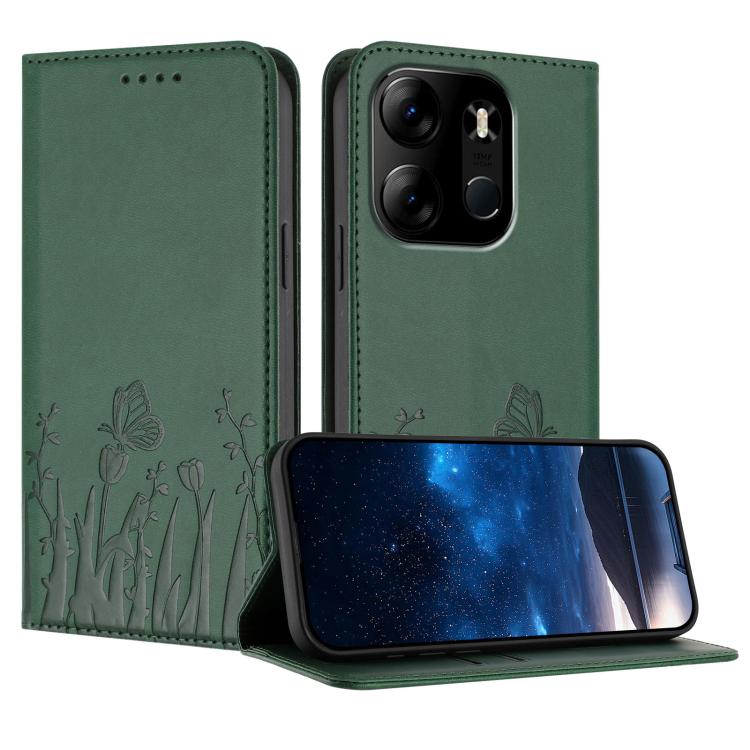 Tulips Butterfly Pattern Magnetic Vegan Leather Phone Case, For Tecno Camon 20 / Camon 20 Pro 4G, For Tecno Spark Go 2023 / Pop 7 / Pop 7 Pro, For Tecno Spark 10C, For Tecno Spark 10 4G, For Tecno Spark 10 Pro, For Tecno Pova 4, For Tecno Pova 3