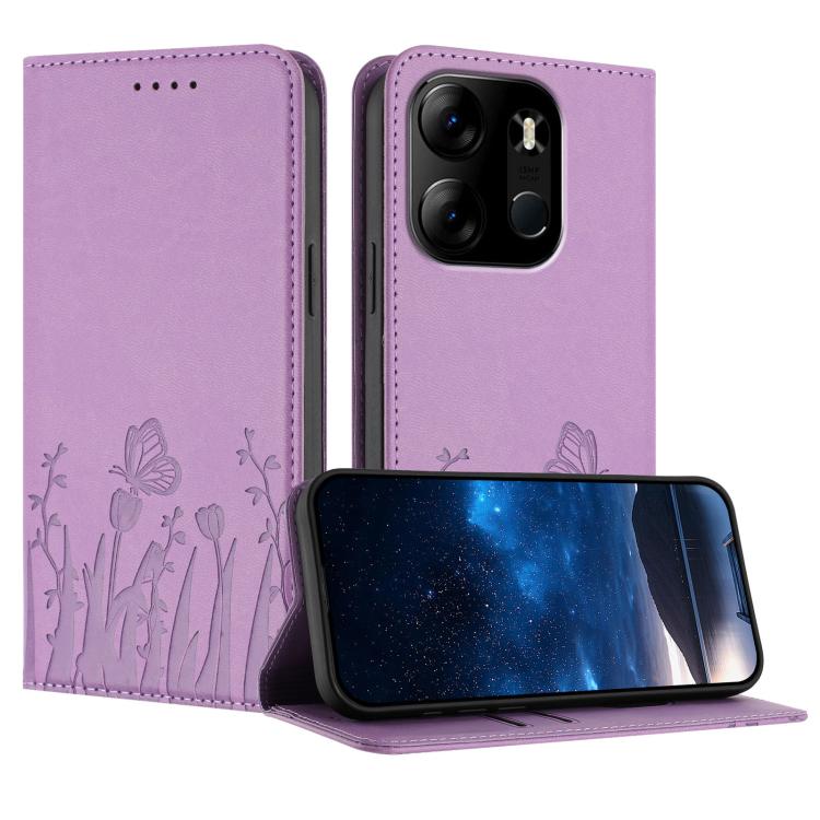 Tulips Butterfly Pattern Magnetic Vegan Leather Phone Case, For Tecno Camon 20 / Camon 20 Pro 4G, For Tecno Spark Go 2023 / Pop 7 / Pop 7 Pro, For Tecno Spark 10C, For Tecno Spark 10 4G, For Tecno Spark 10 Pro, For Tecno Pova 4, For Tecno Pova 3